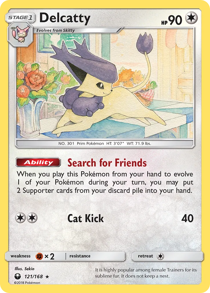 2018 Celestial Storm Delcatty #121/168 Rare Holo card image
