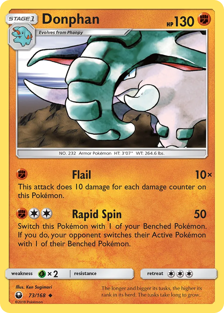 2018 Celestial Storm Donphan Uncommon #073/168 Uncommon card image