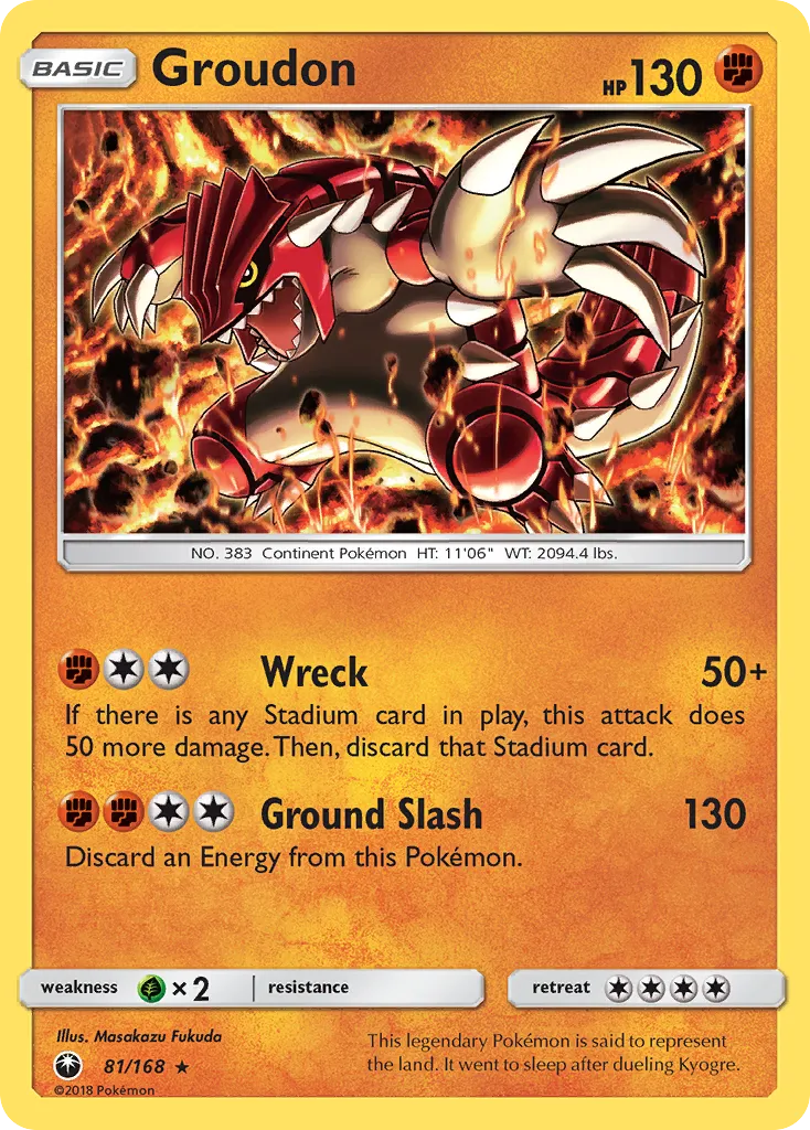 2018 Celestial Storm Groudon #081/168 Rare Holo card image