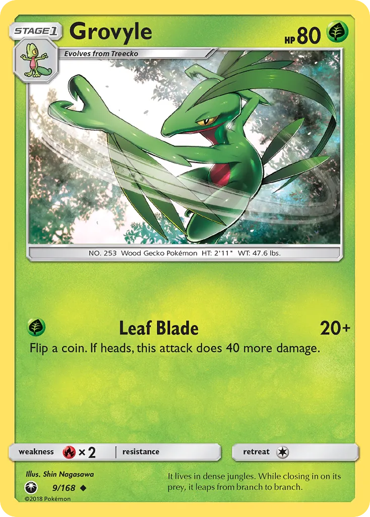 2018 Celestial Storm Grovyle Uncommon #009/168 Uncommon card image