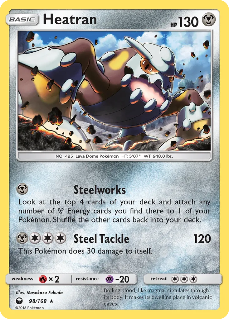 2018 Celestial Storm Heatran #098/168 Rare Holo card image