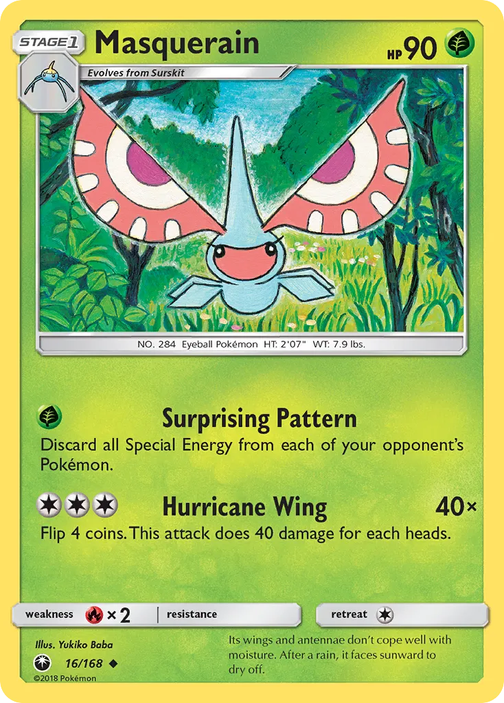 2018 Celestial Storm Masquerain Uncommon #016/168 Uncommon card image