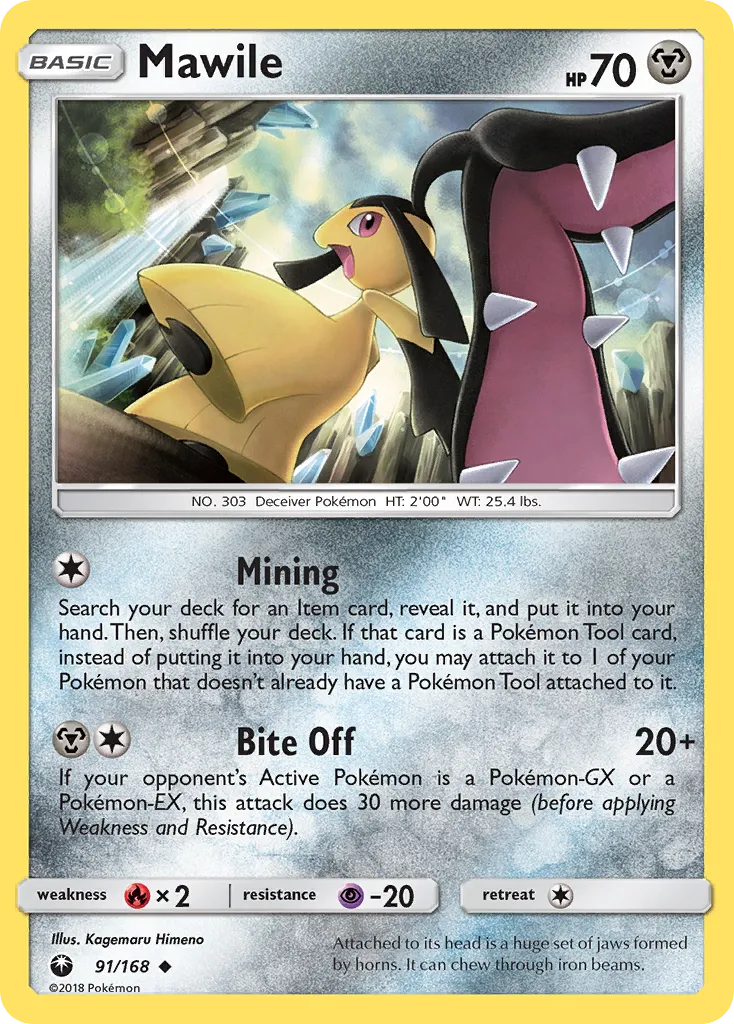 2018 Celestial Storm Mawile Uncommon #091/168 Uncommon card image