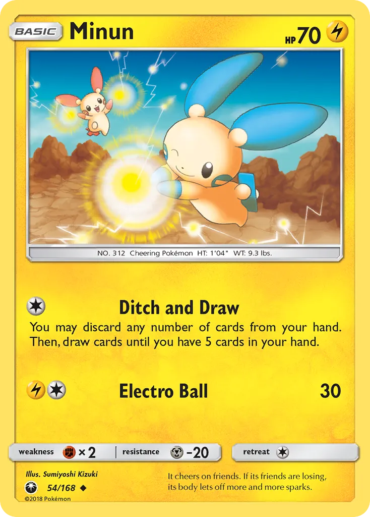 2018 Celestial Storm Minun #054/168 Uncommon card image
