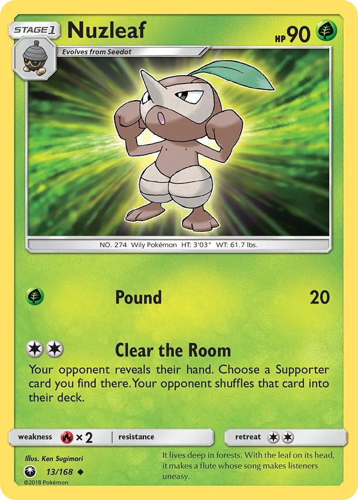 2018 Celestial Storm Nuzleaf Uncommon #013/168 Uncommon card image