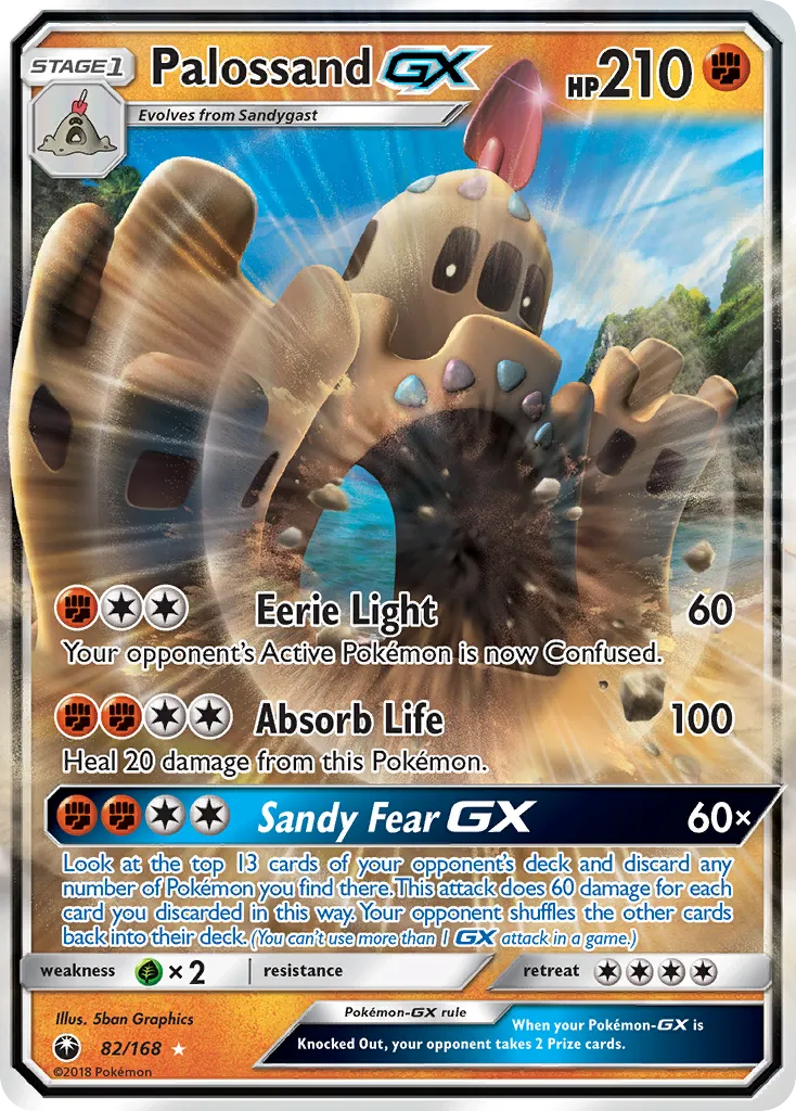 2018 Celestial Storm Palossand-GX #082/168 Rare Holo GX card image