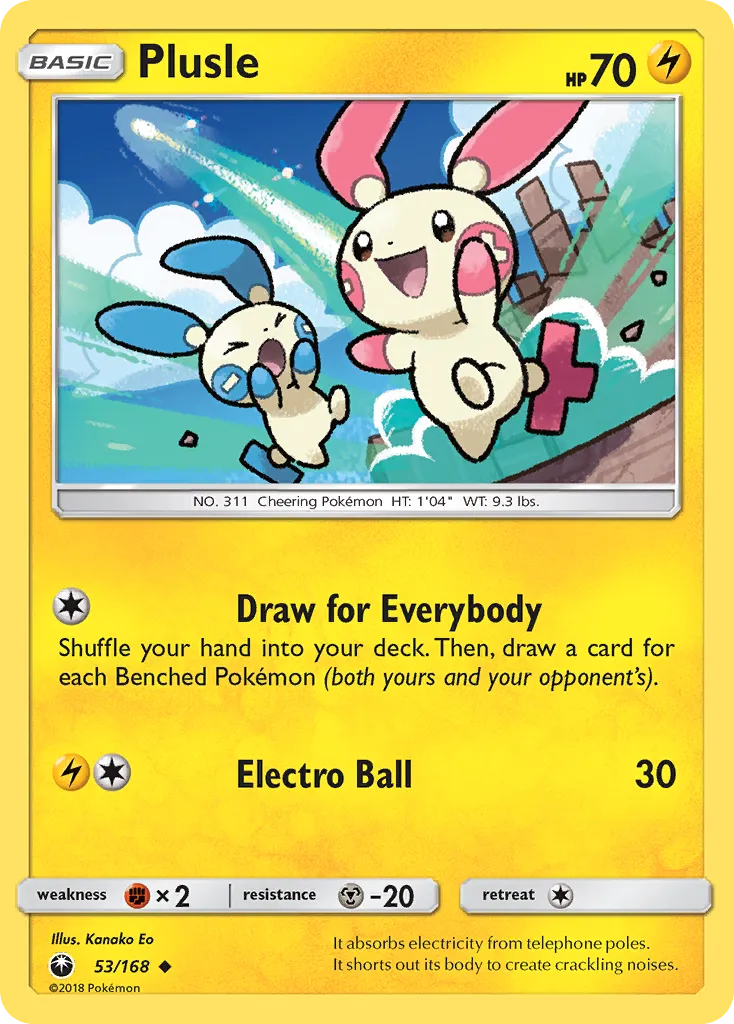 2018 Celestial Storm Plusle Uncommon #053/168 Uncommon card image