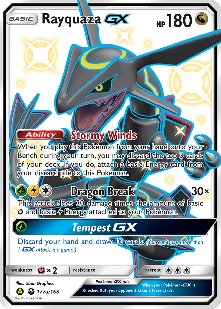 2018 Celestial Storm Rayquaza-GX #109/168 Rare Holo GX card image