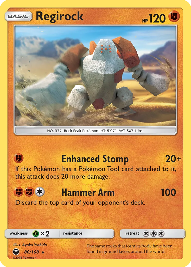 2018 Celestial Storm Regirock Rare #080/168 Rare card image