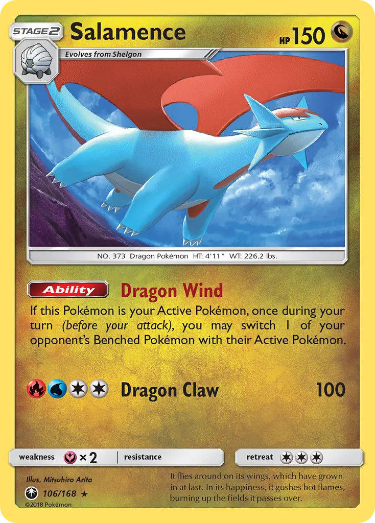 2018 Celestial Storm Salamence #106/168 Rare Holo card image