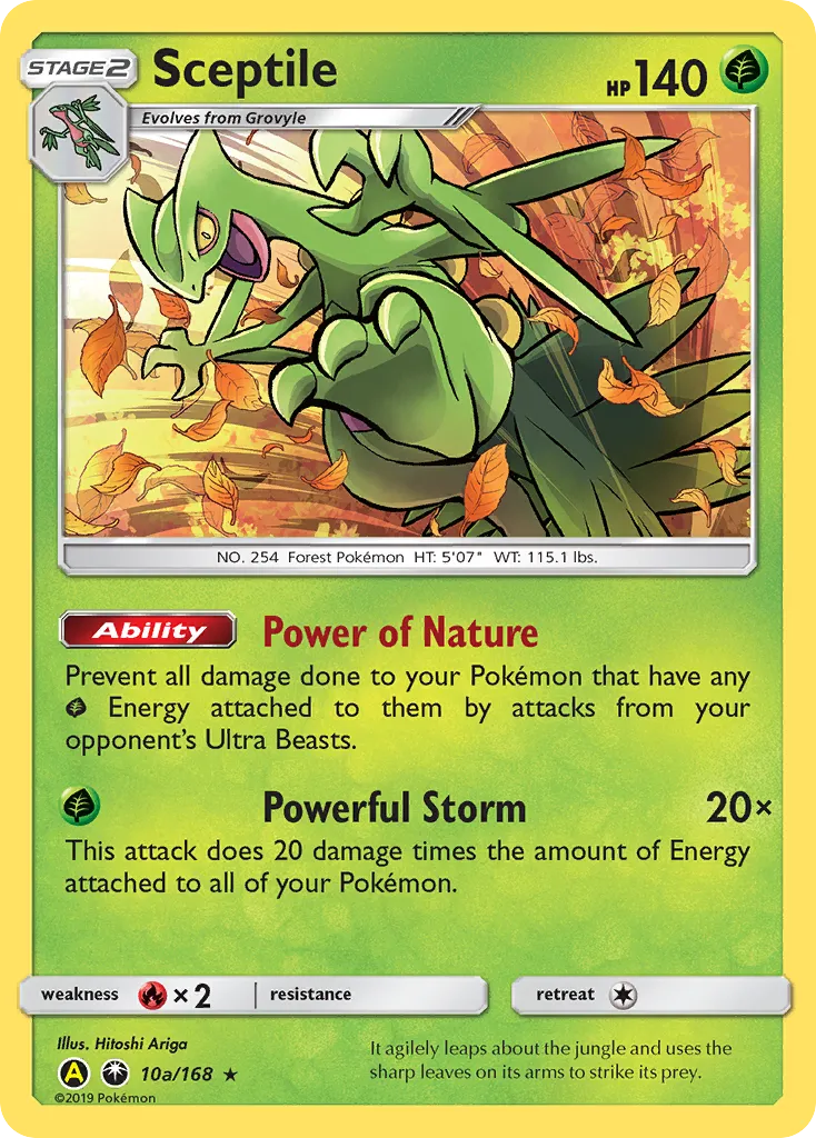 2018 Celestial Storm Sceptile #010A/168 Rare Holo card image
