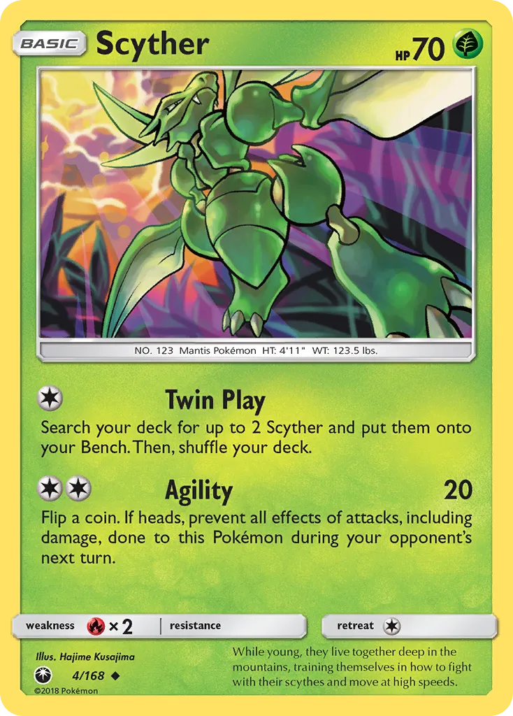 2018 Celestial Storm Scyther Uncommon #004/168 Uncommon card image
