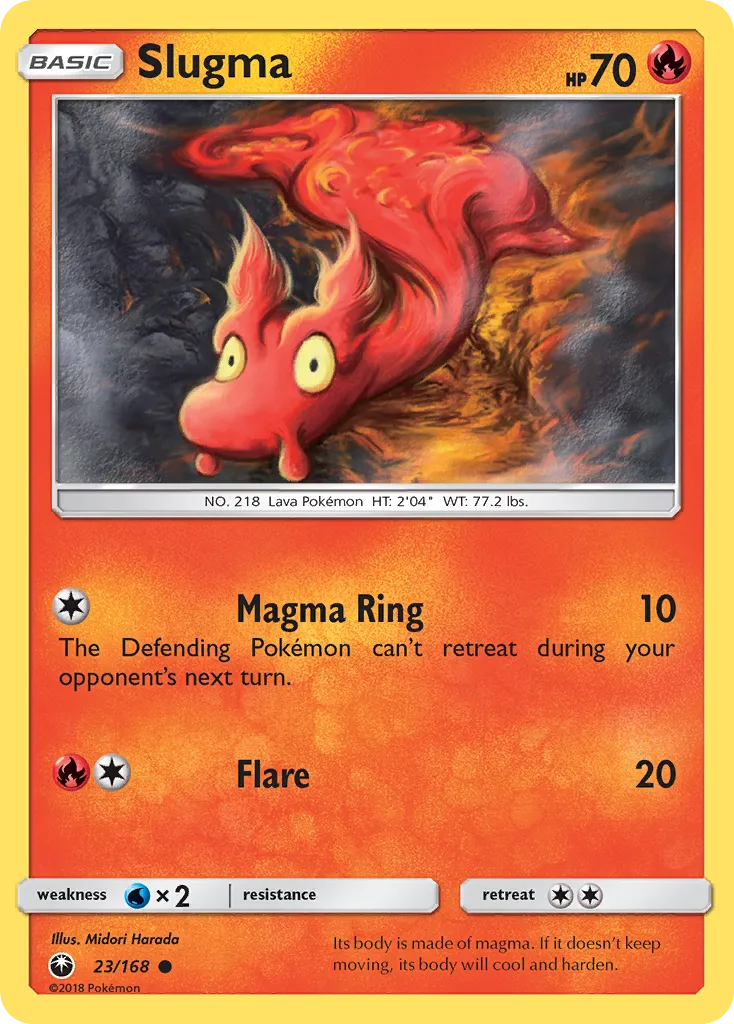 2018 Celestial Storm Slugma Common #023/168 Common card image
