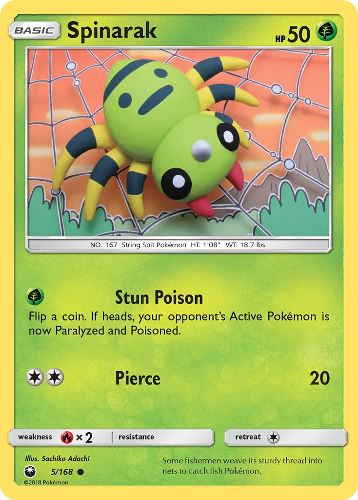 2018 Celestial Storm Spinarak Common #005/168 Common card image