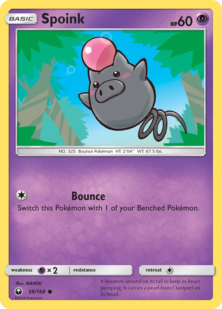2018 Celestial Storm Spoink Common #059/168 Common card image