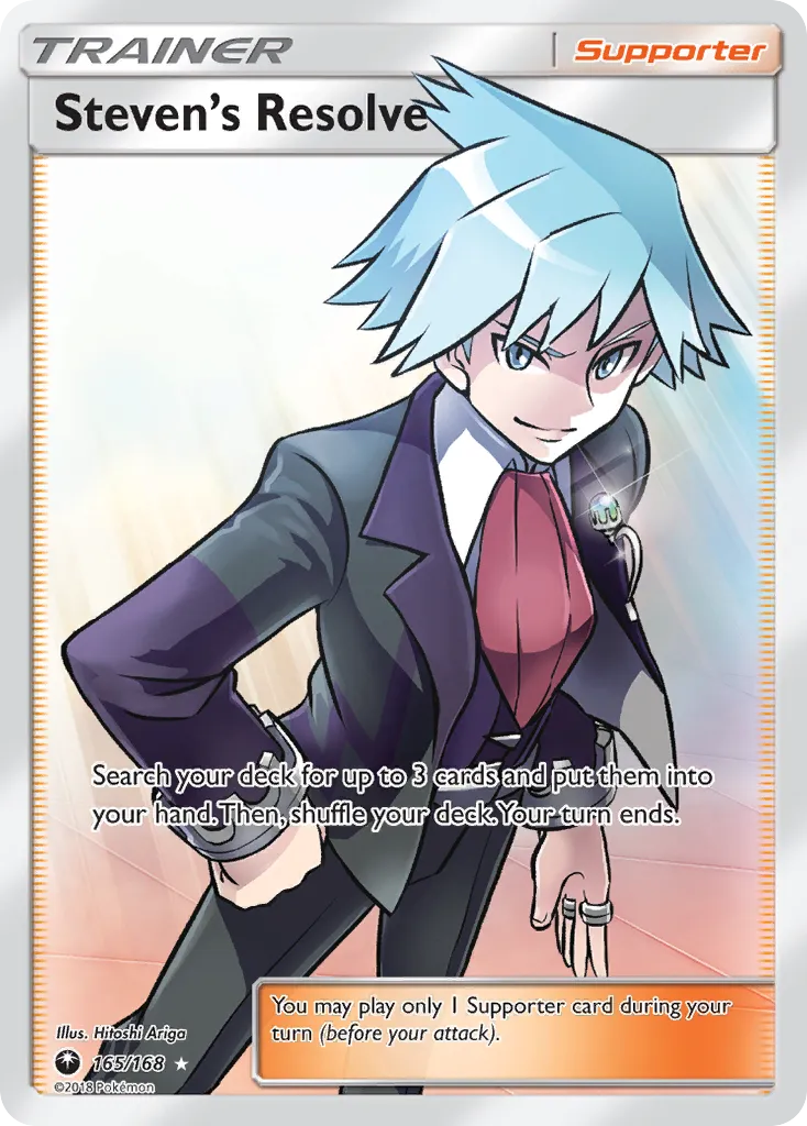 2018 Celestial Storm Steven's Resolve #165/168 Rare Ultra card image