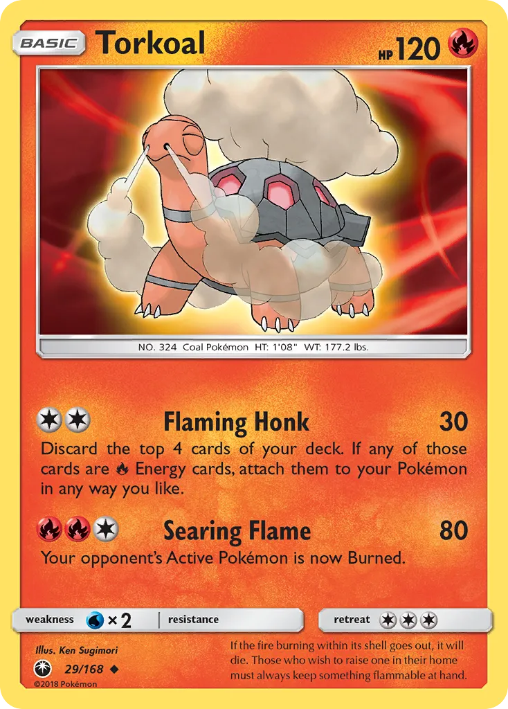 2018 Celestial Storm Torkoal #029/168 Uncommon card image