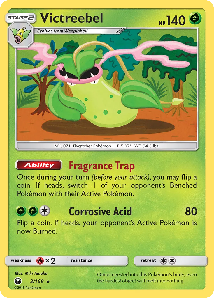 2018 Celestial Storm Victreebel #003/168 Rare Holo card image