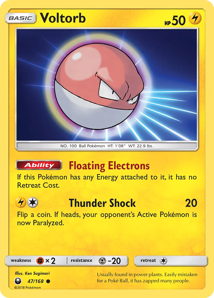 2018 Celestial Storm Voltorb Common #047/168 Common card image