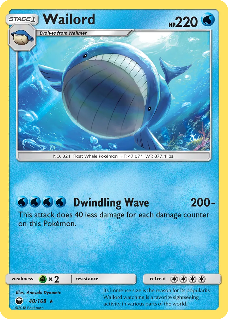 2018 Celestial Storm Wailord #040/168 Rare card image