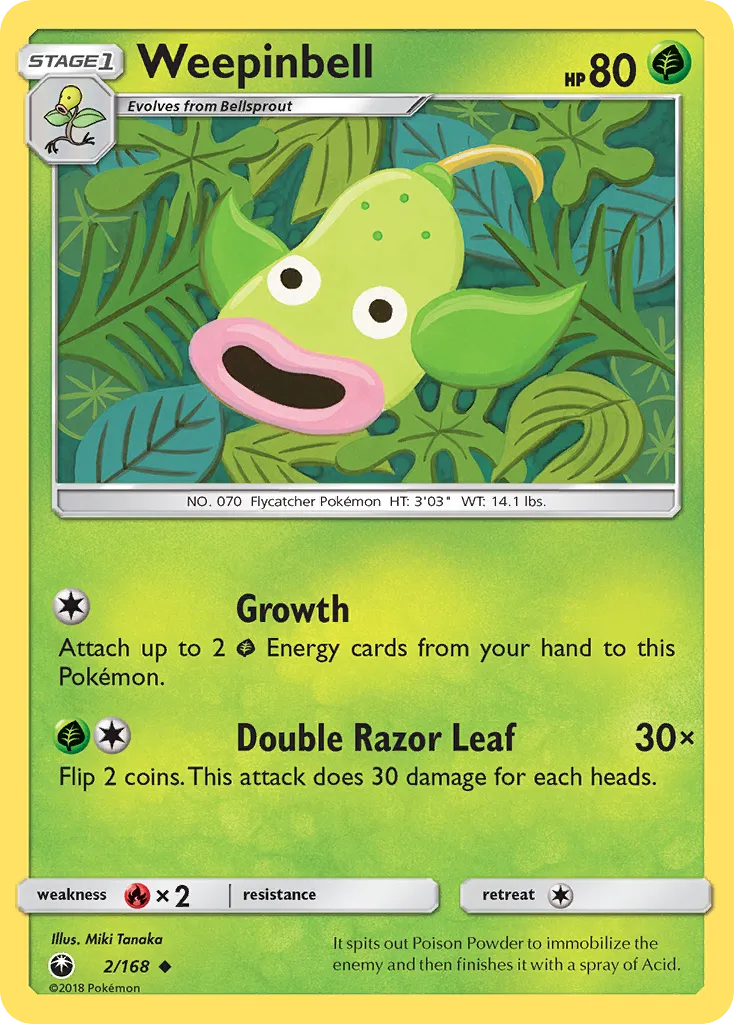 2018 Celestial Storm Weepinbell Uncommon #002/168 Uncommon card image