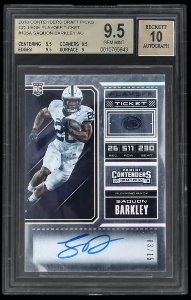 2018 Contenders Saquon Barkley Draft Picks College Playoff Ticket #105A card image