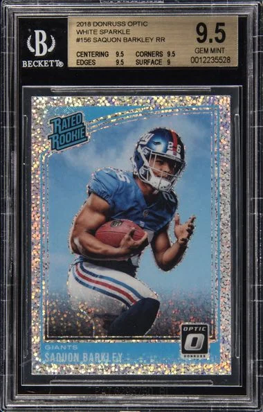 2018 Donruss Optic Saquon Barkley Rr White Sparkle #156 card image