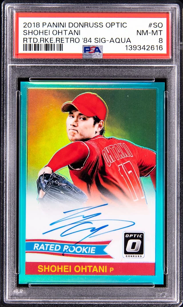 2018 Donruss Optic Shohei Ohtani Rated Retro '84 Signatures Aqua #84S-SO card image