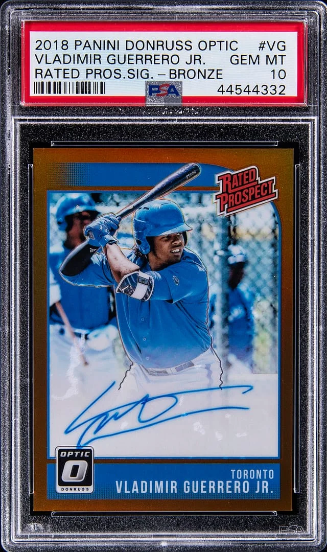 2018 Donruss Optic Vladimir Guerrero Jr. Rated Prospect Signatures Bronze #RPS-VG card image