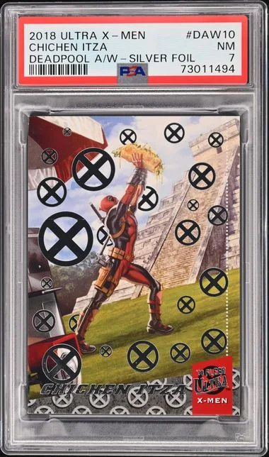2018 Fleer Ultra X-Men Chichen Itza Deadpool Around The World Silver Foil #DAW10 card image