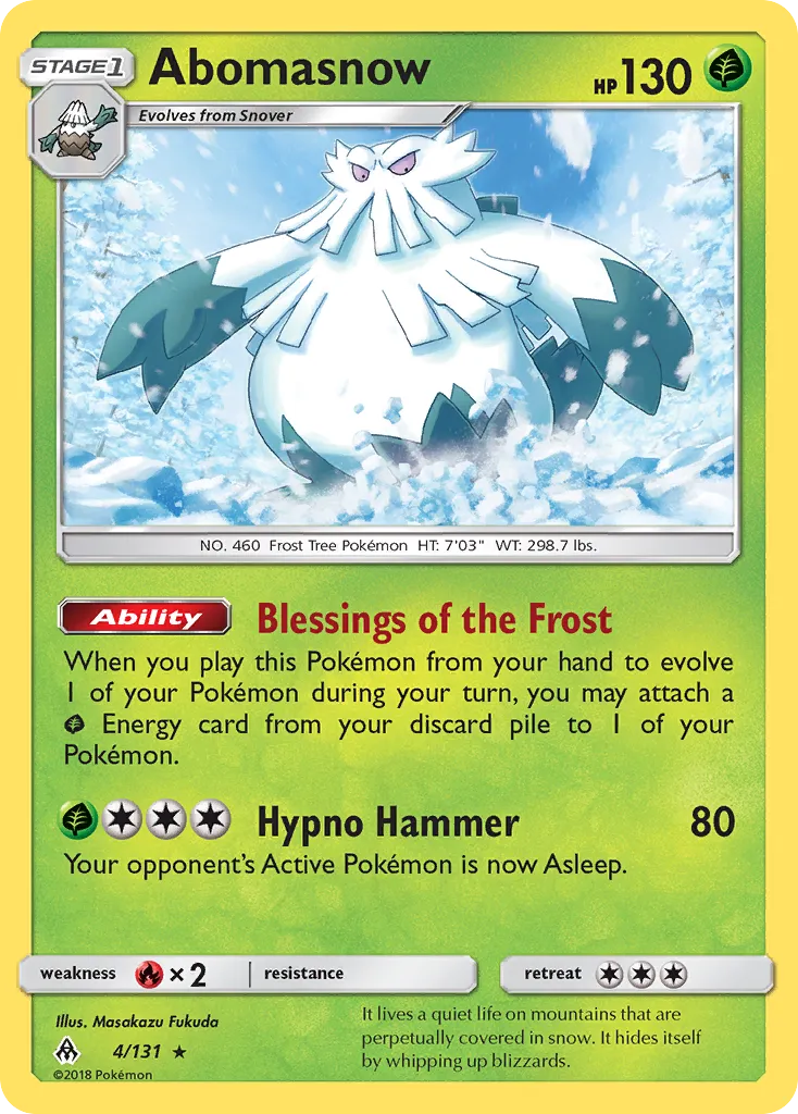 2018 Forbidden Light Abomasnow Rare #004/131 Rare card image