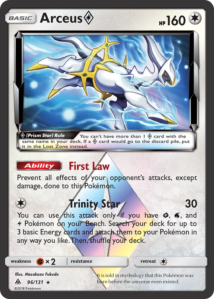 2018 Forbidden Light Arceus ◇ #096/131 Rare Prism Star card image