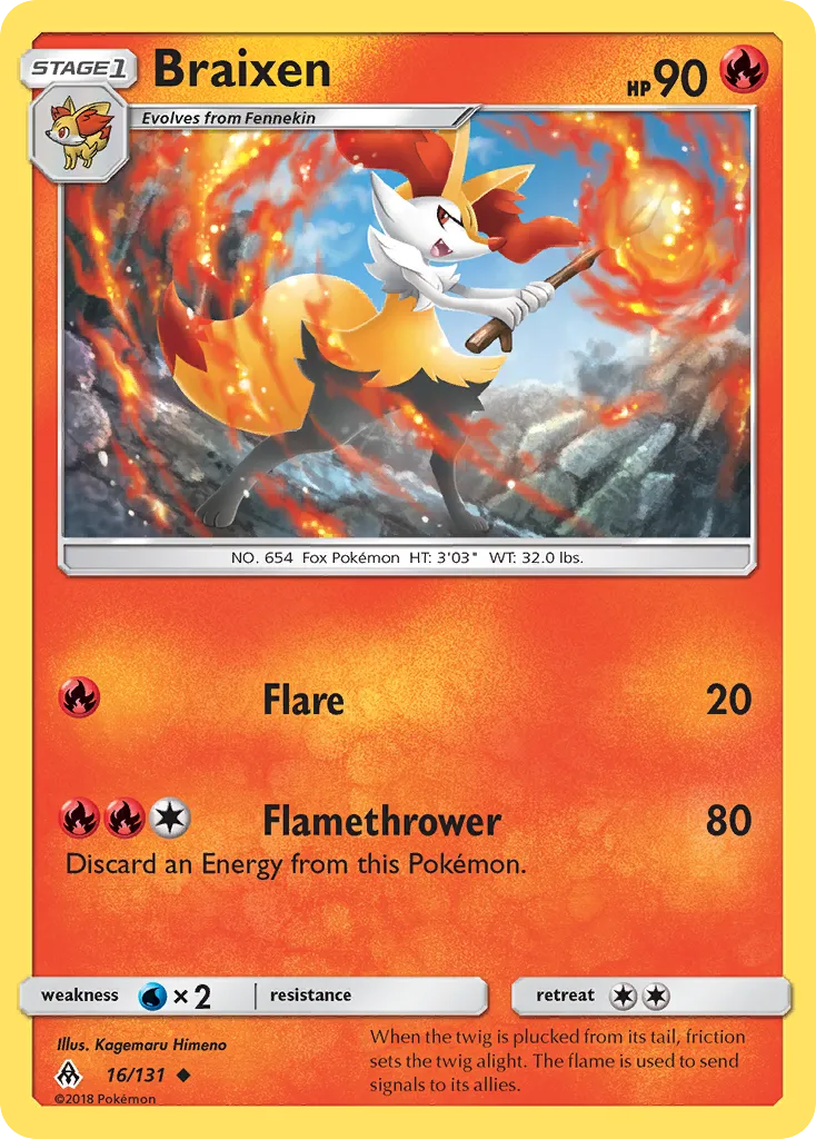 2018 Forbidden Light Braixen Uncommon #016/131 Uncommon card image