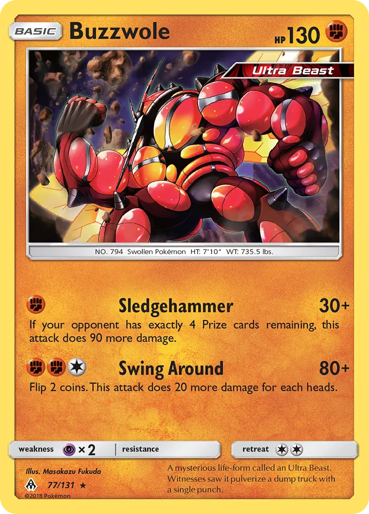 2018 Forbidden Light Buzzwole Rare #077/131 Rare card image