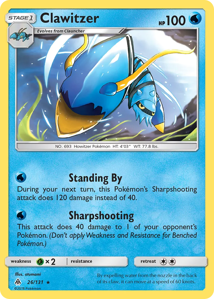 2018 Forbidden Light Clawitzer Rare #026/131 Rare card image