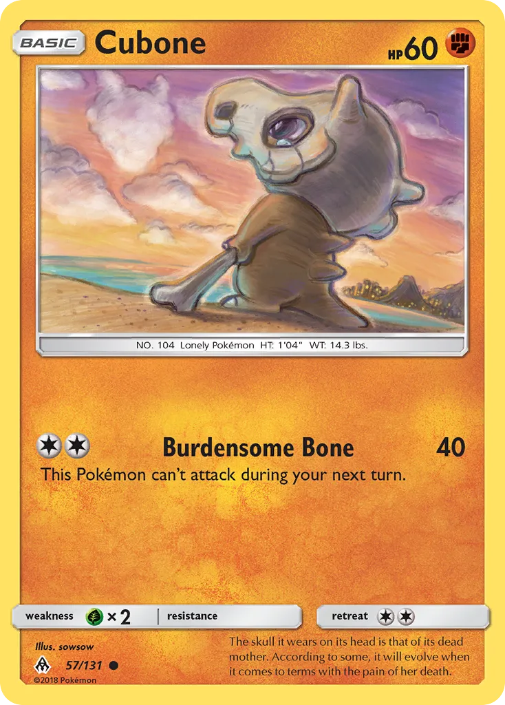 2018 Forbidden Light Cubone Common #057/131 Common card image
