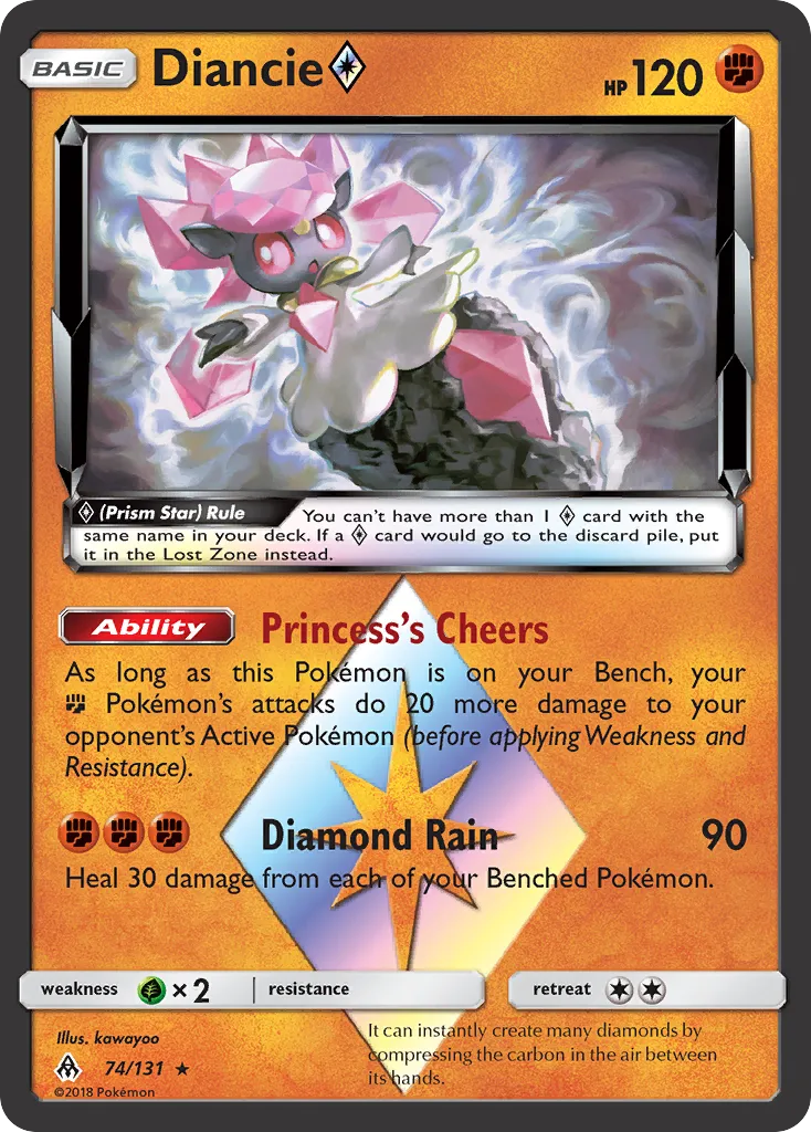 2018 Forbidden Light Diancie ◇ #074/131 Rare Prism Star card image