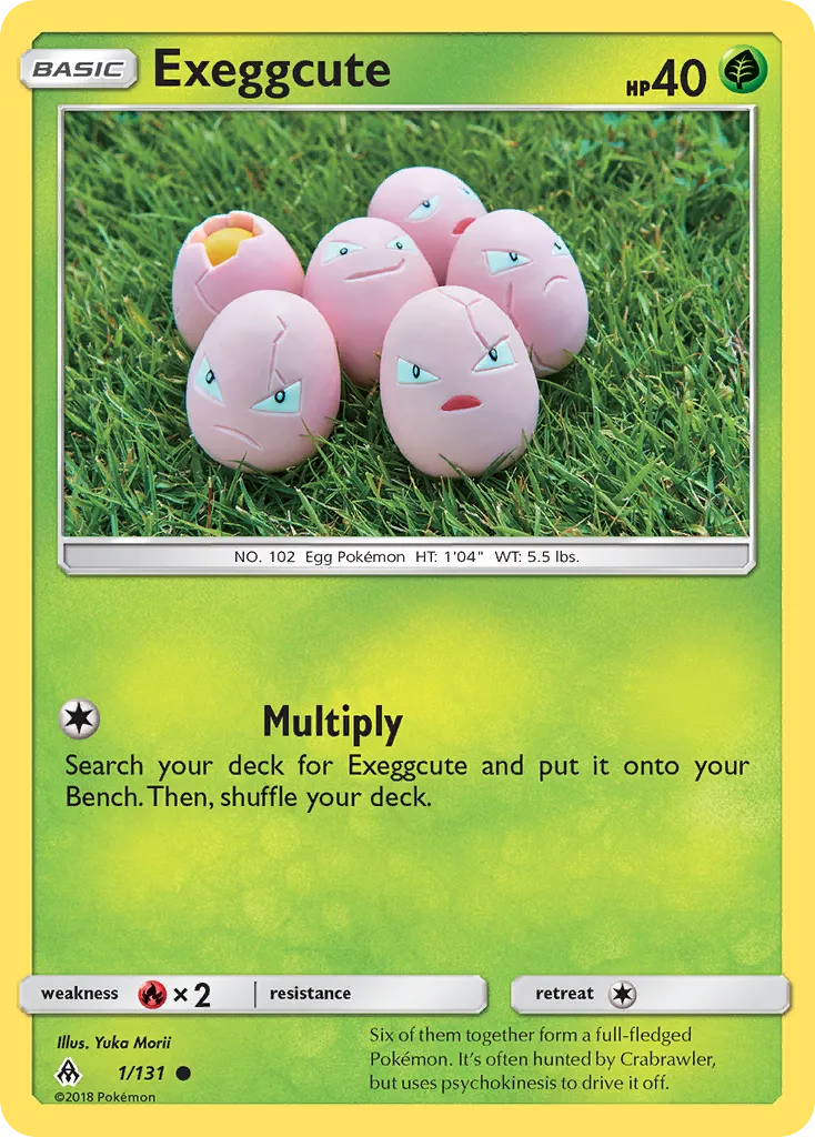 2018 Forbidden Light Exeggcute Common #001/131 Common card image