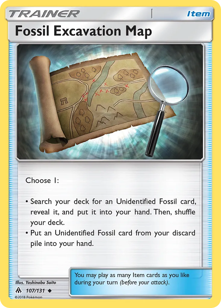 2018 Forbidden Light Fossil Excavation Map #107/131 Uncommon card image