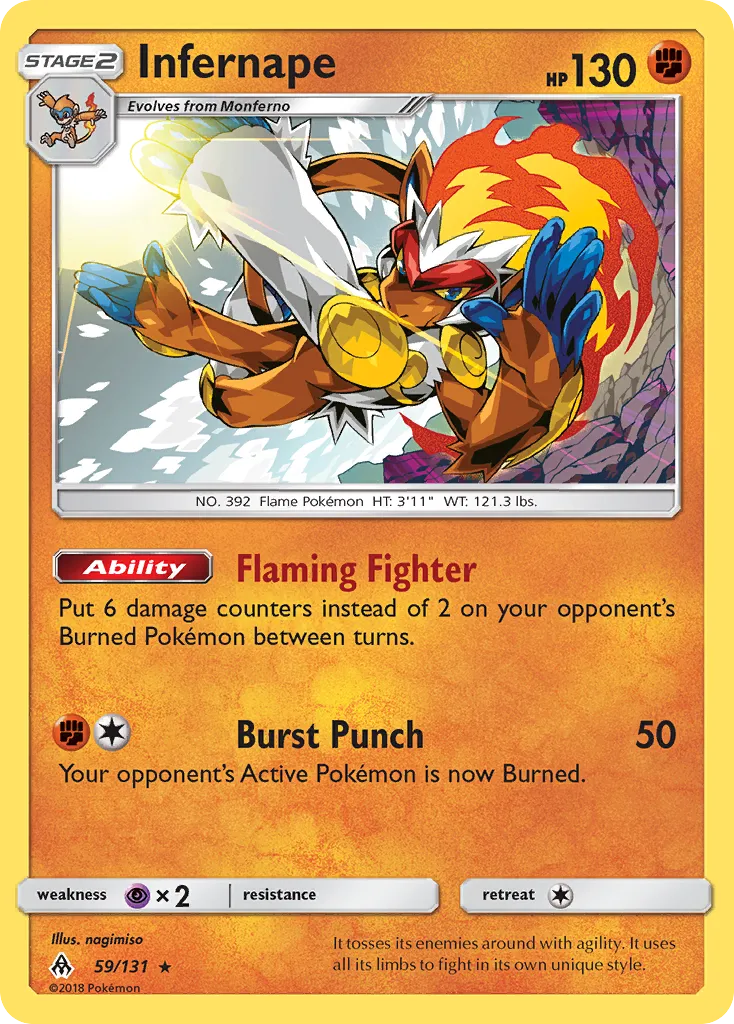 2018 Forbidden Light Infernape Rare Holo #059/131 Rare Holo card image