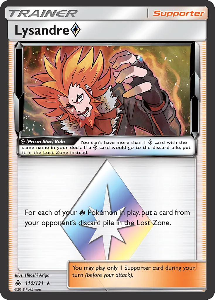 2018 Forbidden Light Lysandre ◇ #110/131 Rare Prism Star card image