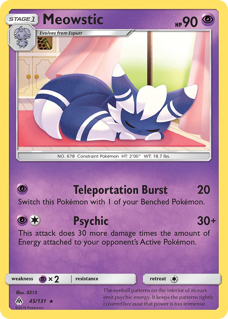 2018 Forbidden Light Meowstic Rare #045/131 Rare card image