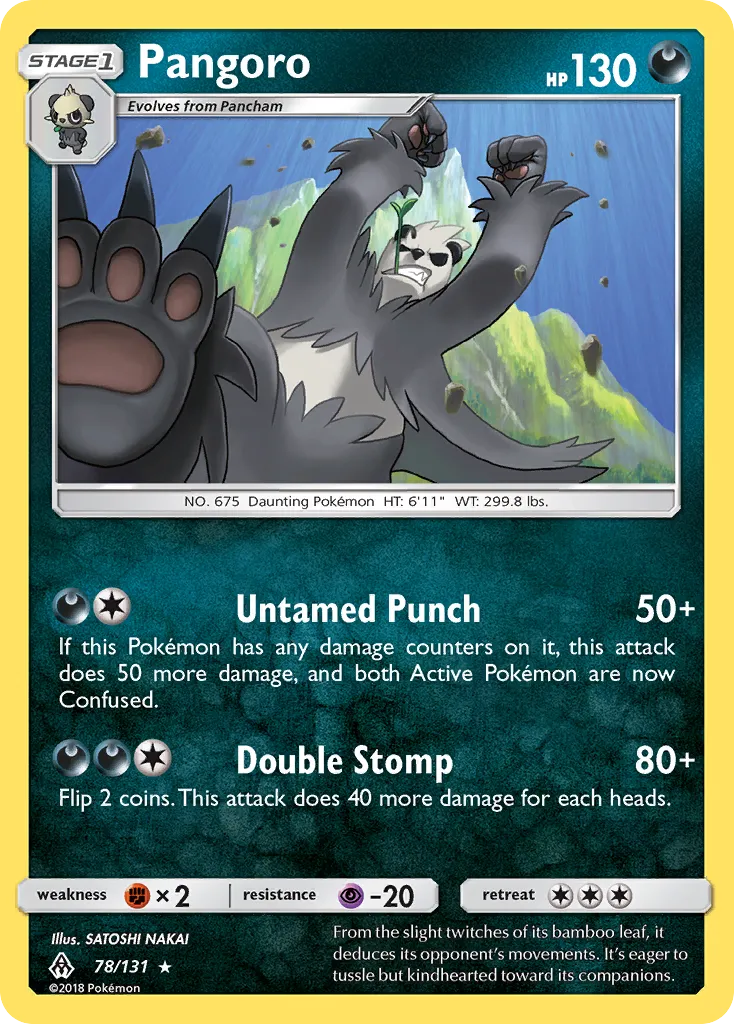 2018 Forbidden Light Pangoro Rare #078/131 Rare card image