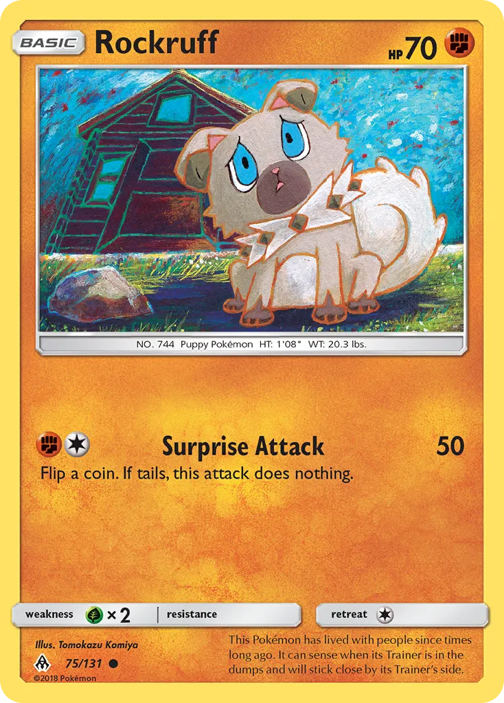 2018 Forbidden Light Rockruff Common #075/131 Common card image