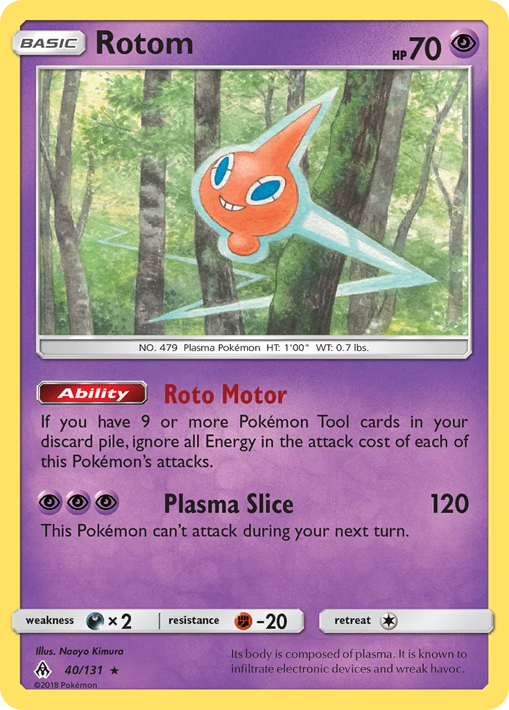 2018 Forbidden Light Rotom Rare #040/131 Rare card image