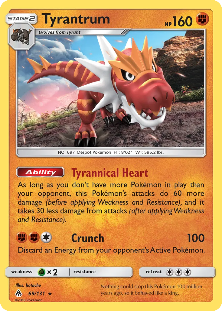 2018 Forbidden Light Tyrantrum #069/131 Rare Holo card image