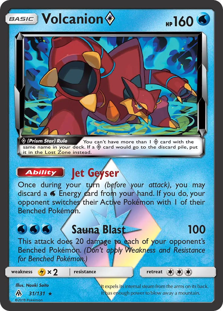 2018 Forbidden Light Volcanion ◇ #031/131 Rare Prism Star card image