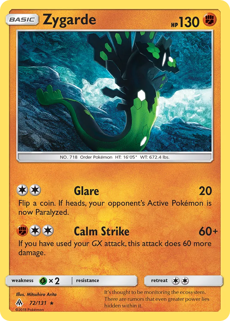 2018 Forbidden Light Zygarde #072/131 Rare card image