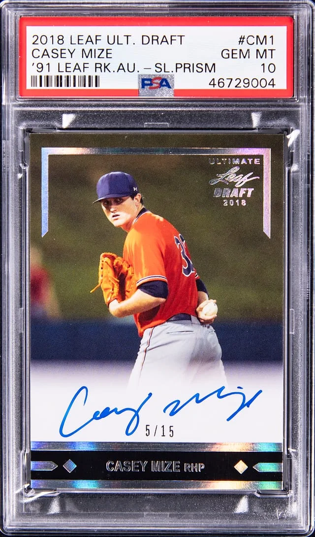 2018 Leaf Casey Mize Ultimate Draft '91 Leaf Autograph Silver Prism #CM1 card image