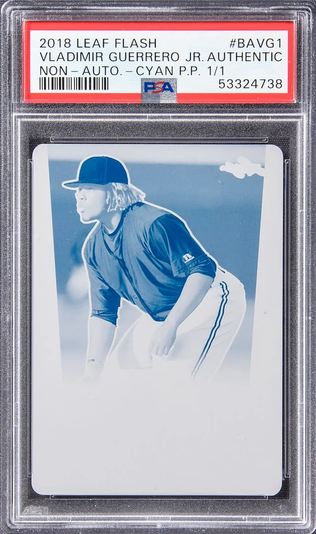 2018 Leaf Flash Non-Autograph Cyan Printing Plate Vladimir Guerrero Jr, #no-number card image
